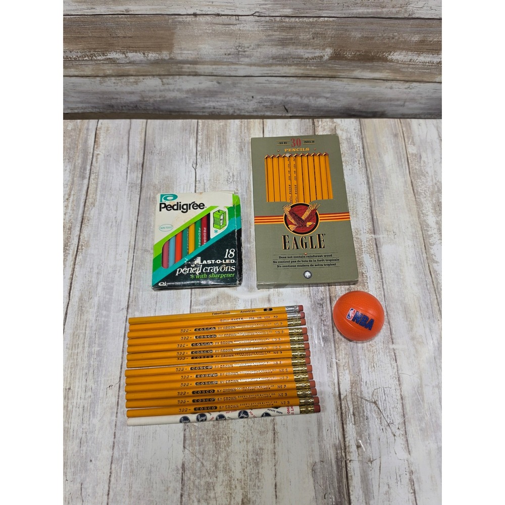 Vintage Eagle‎ Pencils Pedigree Pencil Crayons NBA Basketball Sharpener Lot
